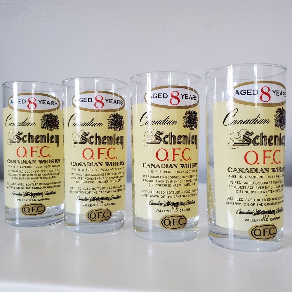 Set of 4 Canadian Schenley Whisky Glasses
